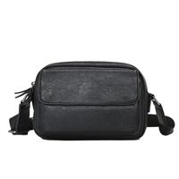 Men's Solid Color Pu Leather Zipper Shoulder Bag sku image 1