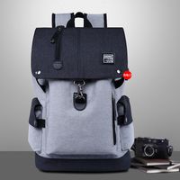 Men's Solid Color Oxford Fabric Zipper Functional Backpack Laptop Backpack sku image 1