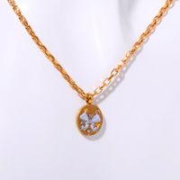 201 Stainless Steel 304 Stainless Steel Titanium Steel Gold Plated IG Style Plating Butterfly Pendant Necklace sku image 2