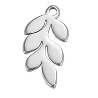 1 Piece Stainless Steel Leaf Flower Polished Pendant sku image 1