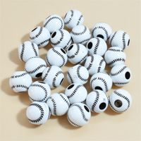 50 Pieces Arylic Baseball Beads main image 2