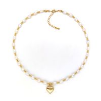 Sweet Geometric Freshwater Pearl Copper Plating 18k Gold Plated Necklace sku image 1