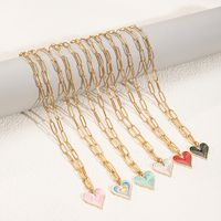 Simple Style Heart Shape Stainless Steel Alloy Enamel Plating Women's Pendant Necklace main image 1