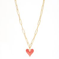 Simple Style Heart Shape Stainless Steel Alloy Enamel Plating Women's Pendant Necklace main image 2