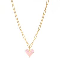 Simple Style Heart Shape Stainless Steel Alloy Enamel Plating Women's Pendant Necklace sku image 4