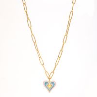 Simple Style Heart Shape Stainless Steel Alloy Enamel Plating Women's Pendant Necklace sku image 2