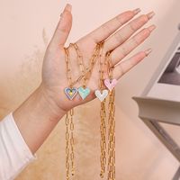 Simple Style Heart Shape Stainless Steel Alloy Enamel Plating Women's Pendant Necklace main image 3