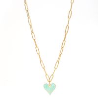 Simple Style Heart Shape Stainless Steel Alloy Enamel Plating Women's Pendant Necklace sku image 3