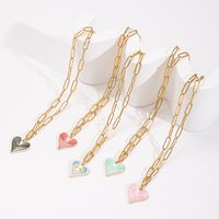 Simple Style Heart Shape Stainless Steel Alloy Enamel Plating Women's Pendant Necklace main image 5