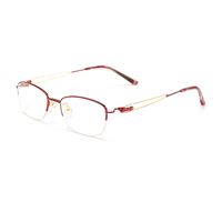 Simple Style Solid Color Plastic Oval Frame Half Frame Optical Glasses main image 5