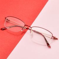 Simple Style Solid Color Plastic Oval Frame Half Frame Optical Glasses main image 6