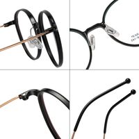 Retro Simple Style Solid Color Ac Round Frame Full Frame Optical Glasses main image 3