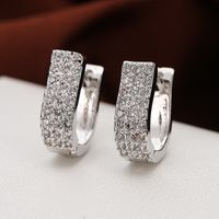 1 Pair Elegant Solid Color Plating Inlay Copper Zircon White Gold Plated Gold Plated Hoop Earrings main image 5