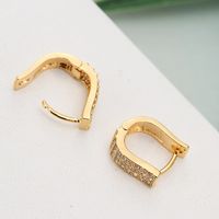 1 Pair Elegant Solid Color Plating Inlay Copper Zircon White Gold Plated Gold Plated Hoop Earrings main image 3