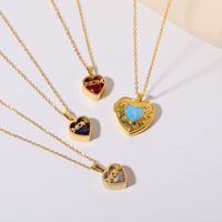 Wholesale Simple Style Commute Letter Heart Shape Copper Plating Inlay Zircon Pendant Necklace main image 4