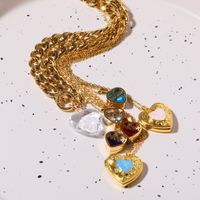 Wholesale Simple Style Commute Letter Heart Shape Copper Plating Inlay Zircon Pendant Necklace main image 6