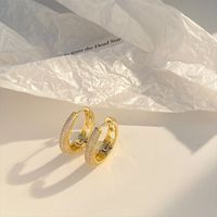 1 Pair Elegant Solid Color Plating Inlay Copper Zircon White Gold Plated Gold Plated Hoop Earrings main image 4