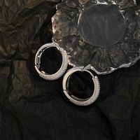 1 Pair Elegant Solid Color Plating Inlay Copper Zircon White Gold Plated Gold Plated Hoop Earrings main image 8