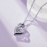 Sterling Silver Simple Style Shiny Heart Shape Gra Plating Inlay Moissanite Necklace main image 5