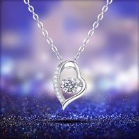 Sterling Silver Simple Style Shiny Heart Shape Gra Plating Inlay Moissanite Necklace main image 1