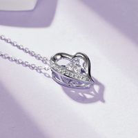 Sterling Silver Simple Style Shiny Heart Shape Gra Plating Inlay Moissanite Necklace main image 7