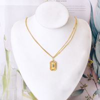 304 Stainless Steel 18K Gold Plated Simple Style Plating Inlay Geometric Turquoise Pendant Necklace main image 4