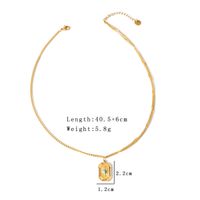 304 Stainless Steel 18K Gold Plated Simple Style Plating Inlay Geometric Turquoise Pendant Necklace main image 2
