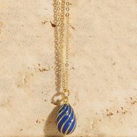 Copper Vintage Style Simple Style Water Droplets Enamel Plating Pendant Necklace main image 5