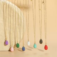 Copper Vintage Style Simple Style Water Droplets Enamel Plating Pendant Necklace main image 4