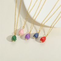 Copper Vintage Style Simple Style Water Droplets Enamel Plating Pendant Necklace main image 7
