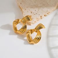 1 Pair Vintage Style Classic Style C Shape U Shape Water Plating Hollow Out Copper 18k Gold Plated Earrings main image 6