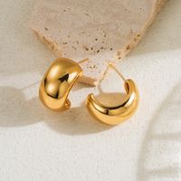1 Pair Vintage Style Simple Style C Shape Water Plating Copper 18k Gold Plated Ear Studs main image 3