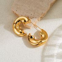 1 Pair Vintage Style Simple Style C Shape Water Plating Copper 18k Gold Plated Ear Studs main image 5