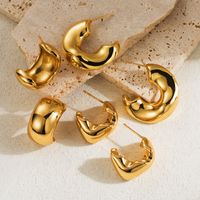 1 Pair Vintage Style Simple Style C Shape Water Plating Copper 18k Gold Plated Ear Studs main image 1