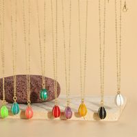 Copper Vintage Style Simple Style Water Droplets Enamel Plating Pendant Necklace main image 6
