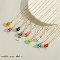 Copper Vintage Style Simple Style Water Droplets Enamel Plating Pendant Necklace main image 2