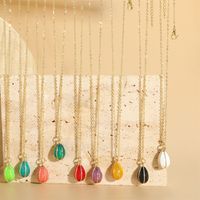 Copper Vintage Style Simple Style Water Droplets Enamel Plating Pendant Necklace main image 8