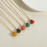 Copper Vintage Style Simple Style Water Droplets Enamel Plating Pendant Necklace main image 7