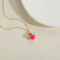 Copper Vintage Style Simple Style Heart Shape Enamel Plating Inlay Zircon Pendant Necklace main image 3