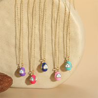 Copper Vintage Style Simple Style Heart Shape Enamel Plating Inlay Zircon Pendant Necklace main image 1