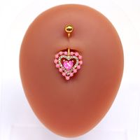 1 Piece Belly Rings Sexy Heart Shape Flower Butterfly Stainless Steel Alloy Plating Inlay Rhinestones Beads White Gold Plated Gold Plated main image 9