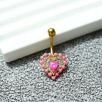 1 Piece Belly Rings Sexy Heart Shape Flower Butterfly Stainless Steel Alloy Plating Inlay Rhinestones Beads White Gold Plated Gold Plated main image 6