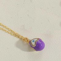 Copper Vintage Style Simple Style Heart Shape Enamel Plating Inlay Zircon Pendant Necklace sku image 5