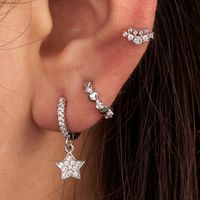 1 Piece IG Style French Style Simple Style Round Star Heart Shape Inlay Copper Zircon Drop Earrings Earrings Ear Studs main image 1
