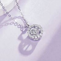 Sterling Silver Simple Style Shiny Round Gra Plating Inlay Moissanite Pendant Necklace main image 5