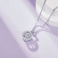 Sterling Silver Simple Style Shiny Round Gra Plating Inlay Moissanite Pendant Necklace main image 7