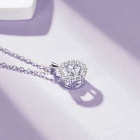 Sterling Silver Simple Style Shiny Round Gra Plating Inlay Moissanite Pendant Necklace main image 6