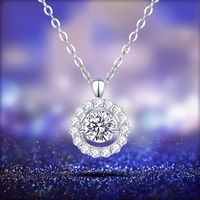 Sterling Silver Simple Style Shiny Round Gra Plating Inlay Moissanite Pendant Necklace main image 1