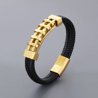 Simple Style Geometric Titanium Steel 18K Gold Plated Men's Bangle main image 6