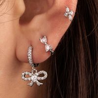 1 Pièce Style IG À La Française Style Simple Rhombe Noeud D'Arc Incruster Le Cuivre Zircon Boucles D'oreilles Des Boucles D'Oreilles Boucles D'Oreilles main image 1